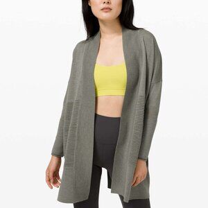 Lululemon Sit In Lotus Wrap II Heathered Gray Sage Merino Wool Cardigan Sz 4